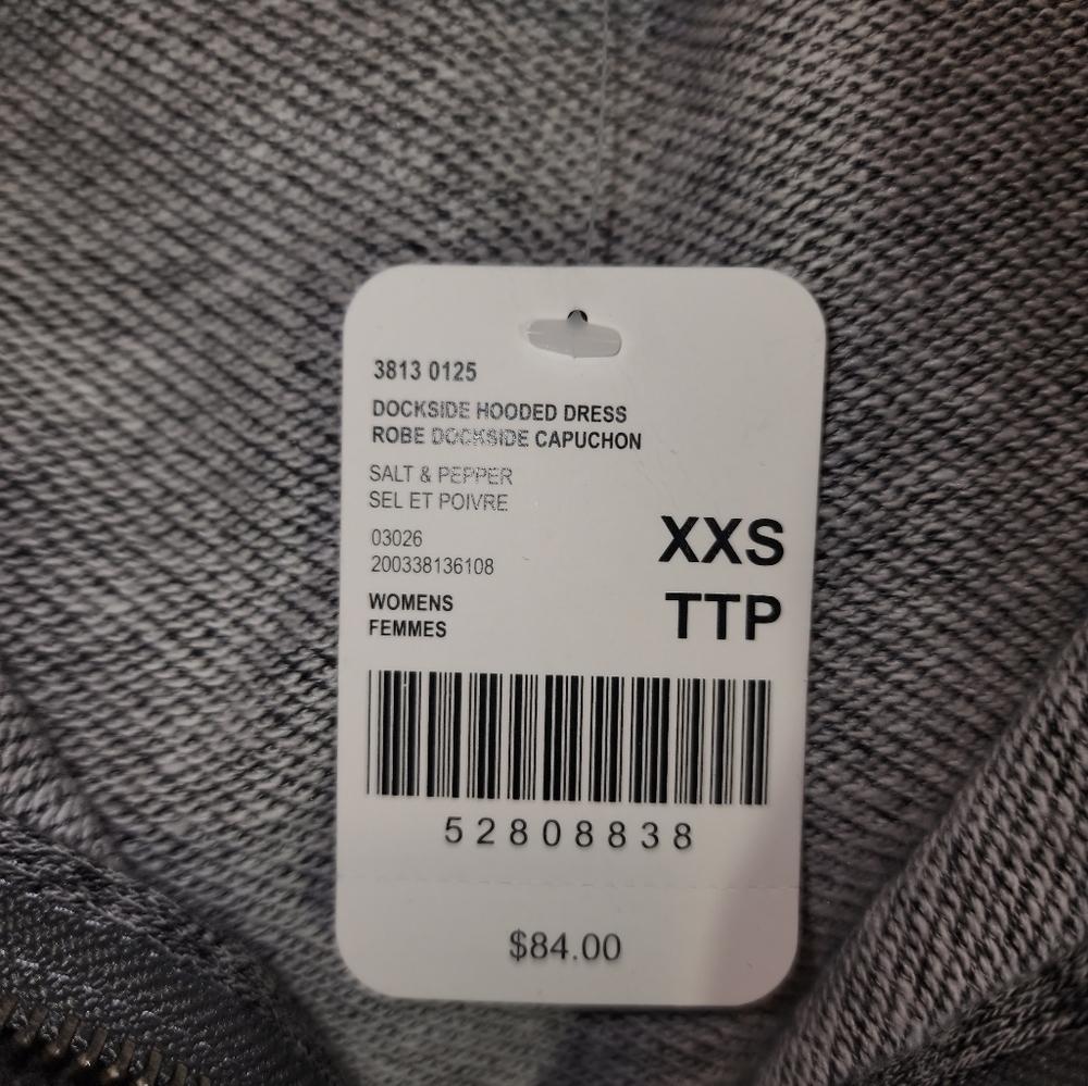 Roots Beaver Gray Short Sleeve Hoodie Dress Kangaroo Pocket XXS New - Picture 4 of 7